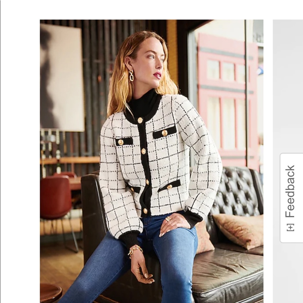 Plaid Novelty Button Sweater Jacket